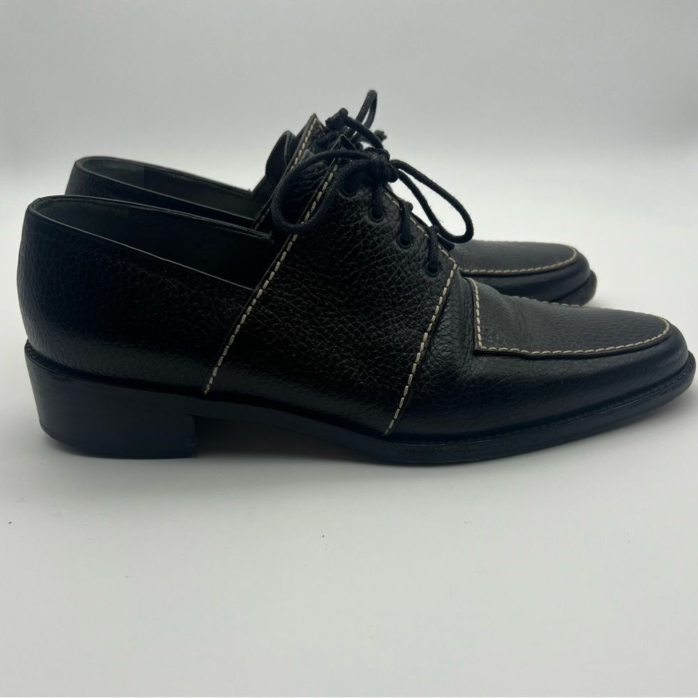 Walter Steiger Dark Brown with cream stitching Vintage Lace Up Loafers size 8 - Picture 8 of 11